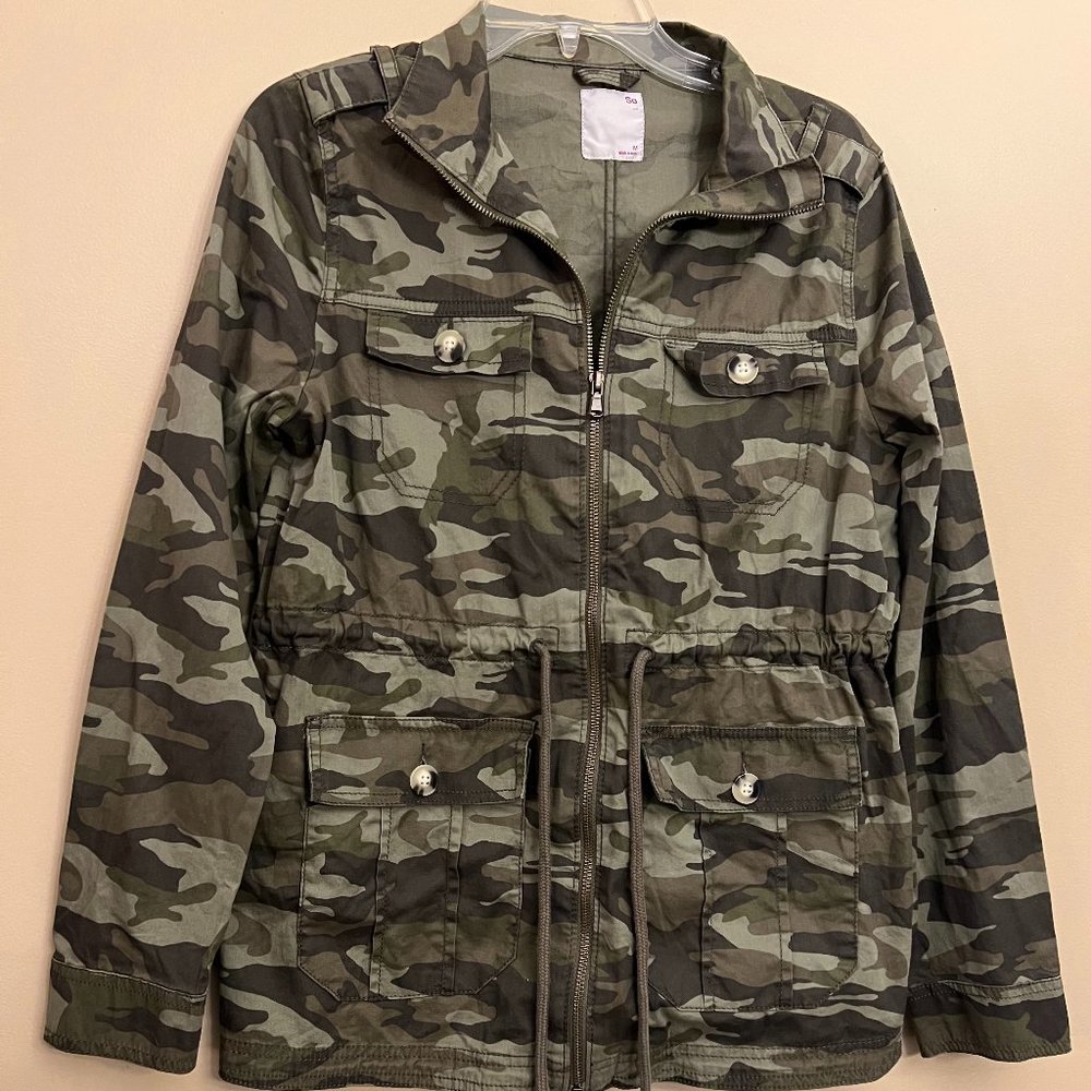 Kohl's SO Junior's Cargo Utility Jacket Army Green Camo Size M